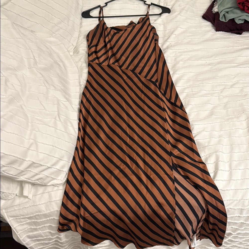 Target Asymmetrical Sundress Brown and Black Spaghetti Strap